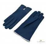 Guanto donna in vera pelle foderato cashmere con bottone in pelle.